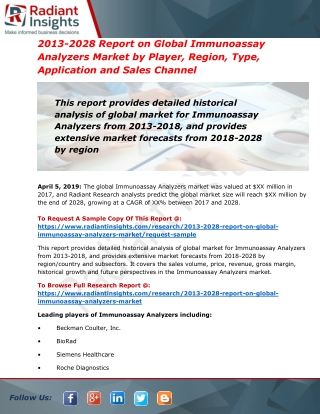 Global Immunoassay Analyzers Market Report by Material, Application and Geography 2018