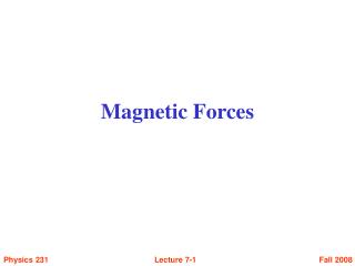 Magnetic Forces