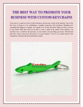THE BEST WAY TO PROMOTE YOUR BUSINESS WITH CUSTOM KEYCHAINS