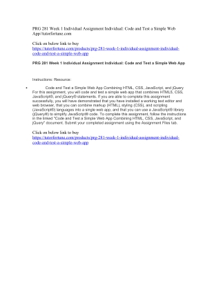 PRG 281 Week 1 Individual Assignment Individual: Code and Test a Simple Web App//tutorfortune.com