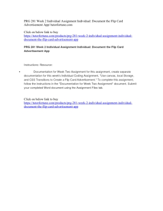 PRG 281 Week 2 Individual Assignment Individual: Document the Flip Card Advertisement App//tutorfortune.com