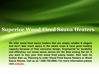 Superior Wood Fired Sauna Heaters