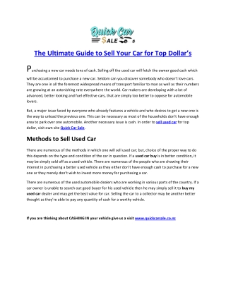 The Ultimate Guide to Sell Your Car for Top Dollar’s