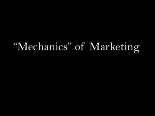 Dr Chris Stout Mechanics of Marketing