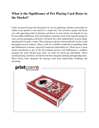 What is the Significance of Pro Playing Card Boxes in the Market