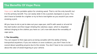 The Benefits Of Vape Pens