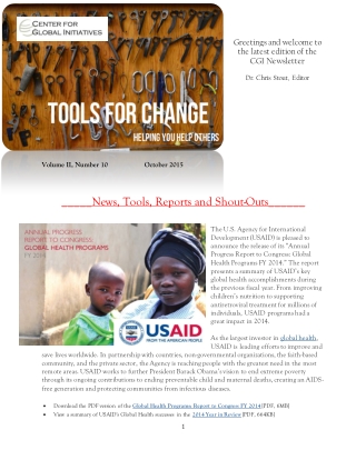 2015 October Tools for Change CGI Newsletter