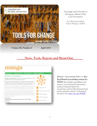 2016 April Tools for Change CGI Newsletter