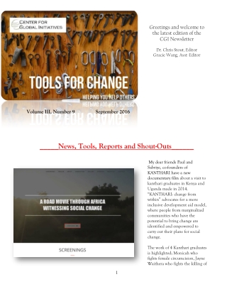 2016 September Tools for Change CGI Newsletter