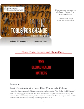 2016 November Tools for Change CGI Newsletter