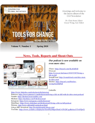 2018 Spring Tools for Change CGI Newsletter