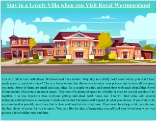 Stay in a Lovely Villa when you Visit Royal Westmoreland