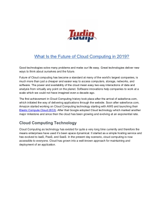 Future of Cloud Computing | Tudip