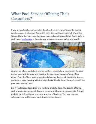 What Pool Service Offering Their Customers?