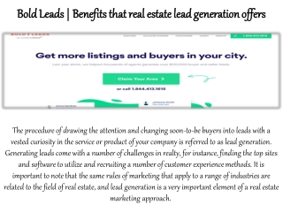 Bold Leads | Benefits that real estate lead generation offers