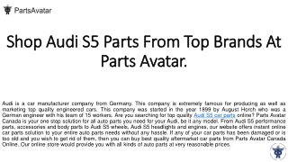 Shop Top Quality Audi S5 Parts at Parts Avatar.
