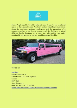 Leicester Limo Hire in White, Pink and Black Color