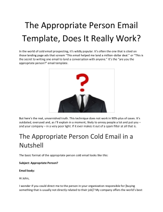 The Appropriate Person Email Template, Does It Really Work - Deepak Shukla