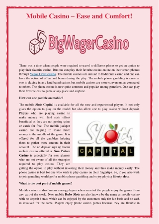 Mobile Casino – Ease and Comfort!