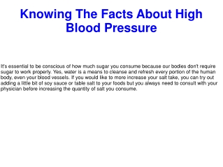 Knowing The Facts About High Blood Pressure