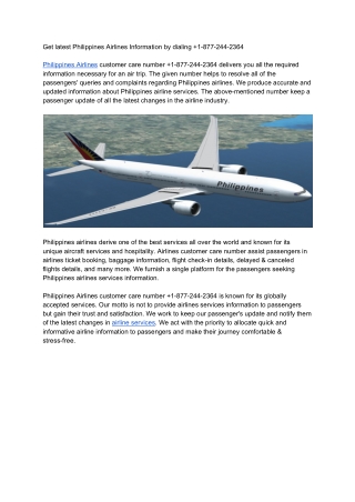 Philippines Airlines Customer Care Number