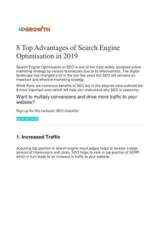 8 Top Advantages of Search Engine Optimisation in 2019