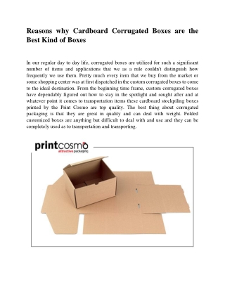 Reasons why Cardboard Corrugated Boxes are the Best Kind of Boxes