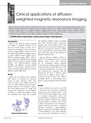 Clinical applications of diffusionweighted magnetic resonance imaging