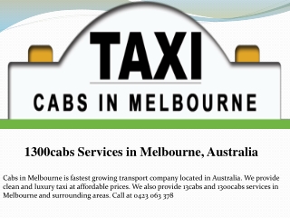 1300cabs Services in Melbourne, Australia