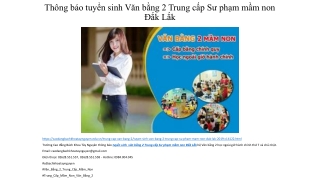 Thông báo tuyển sinh Văn bằng 2 Trung cấp Sư phạm mầm non Đắk Lắk