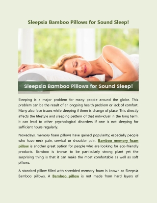 Sleepsia Bamboo Pillows for Sound Sleep!