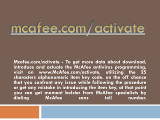 MCAFEE.COM/ACTIVATE- DOWNLOAD MCAFEE ANTIVIRUS