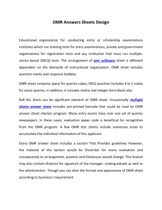 OMR Answers Sheets Design