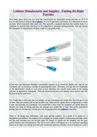 Catheter Manufacturer and Supplier - Finding the Right Provider