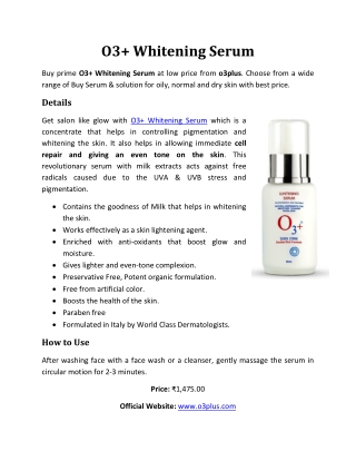 O3 Whitening Serum