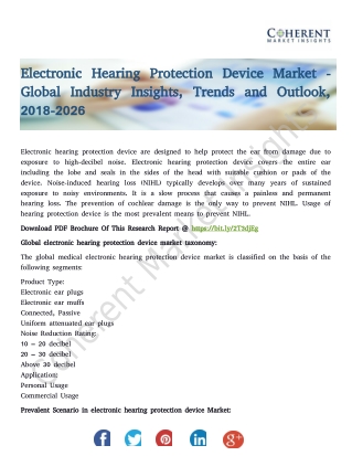 Electronic Hearing Protection Device Market - Global Industry Insights, Trends and Outlook, 2018-2026