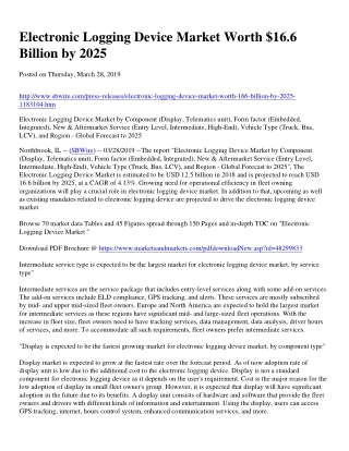 Electronic Logging Device Market worth $16.6 billion by 2025