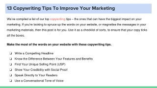 13 Copywriting Tips To Improve Your Marketing