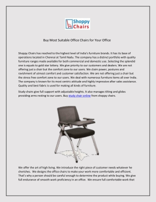 Buy Most Suitable Office Chairs for Your Office