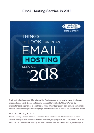 Email Hosting Service in 2018