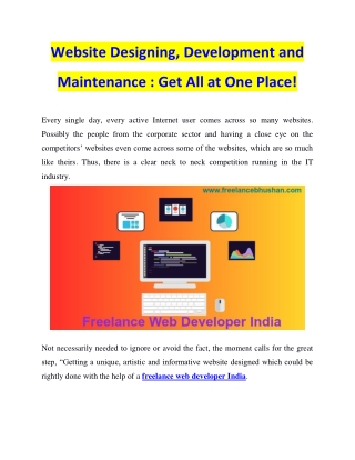 Website Designing, Development and Maintenance : Get All at One Place!