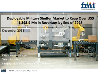 Deployable Military Shelter Market to Touch US$ 1,393.9 Mn Valuation by End of 2018 - 2028 Period