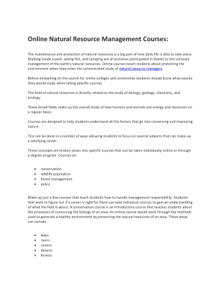 Online Natural Resource Management Courses