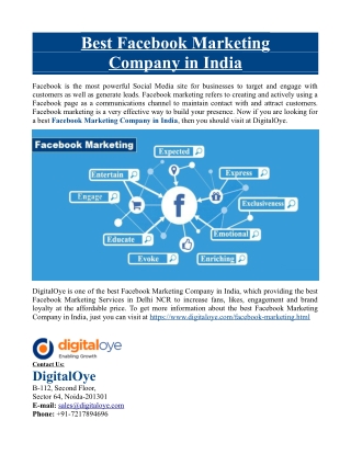 Best Facebook Marketing Company in India