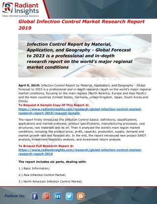 Global Infection Control Market to increase rapidly by 2019-2023: Radiant Insights Inc