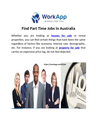 Find Part Time Jobs in Australia