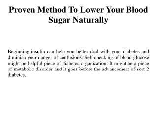 Proven Method To Lower Your Blood Sugar Naturally