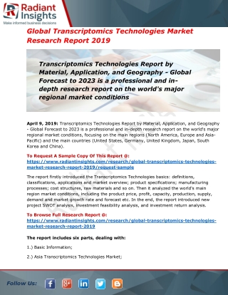 Global Transcriptomics Technologies Market Share, Size, Future Demand, Global Research, Top Leading player, Emerging Tre