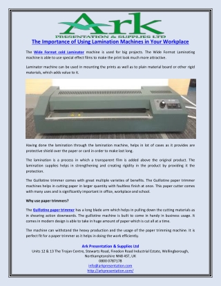 The Importance of Using Lamination Machines in Your Workplace