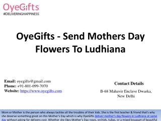 OyeGifts - Send Mothers Day Flowers To Ludhiana